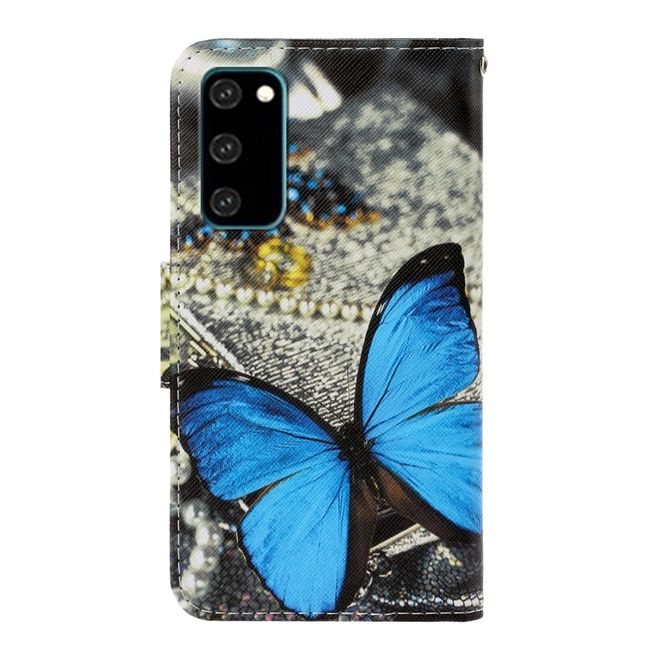Samsung Galaxy S20 Handy Hülle - Leder Bookcover Image Series - blauer Schmetterling