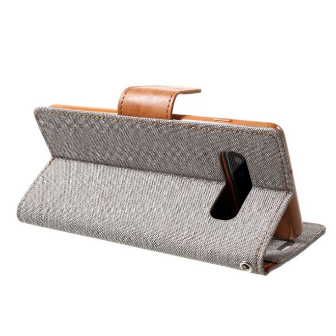 Goospery - Samsung Galaxy S20+ Hülle - Leder/Stoff Case - Canvas Diary Series - grau/camel