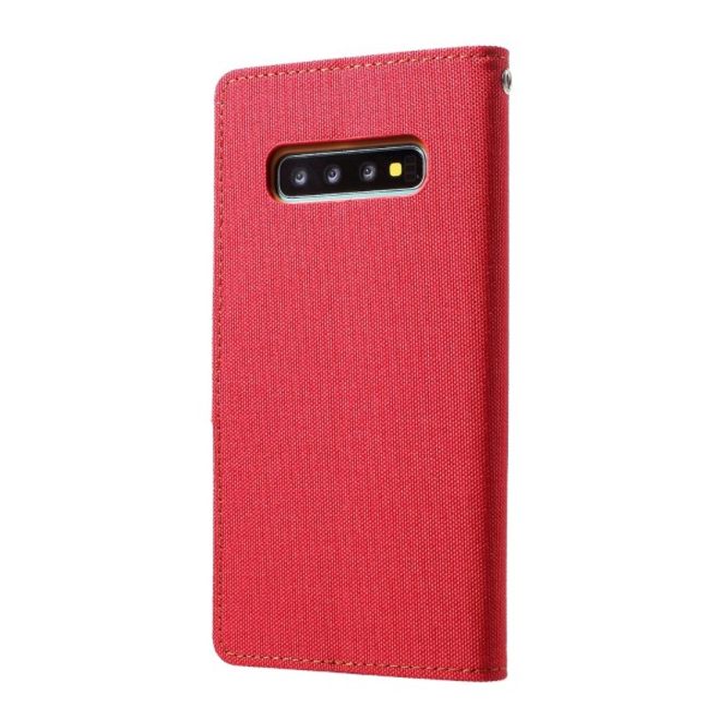 Goospery - Samsung Galaxy S20+ Hülle - Leder/Stoff Case - Canvas Diary Series - rot/camel