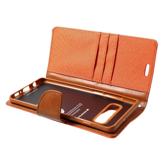 Goospery - Samsung Galaxy S20+ Hülle - Leder/Stoff Case - Canvas Diary Series - orange/camel