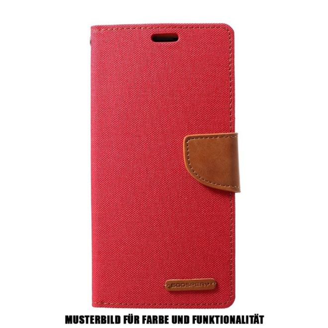 Goospery - Samsung Galaxy S20 Hülle - Leder/Stoff Case - Canvas Diary Series - rot/camel