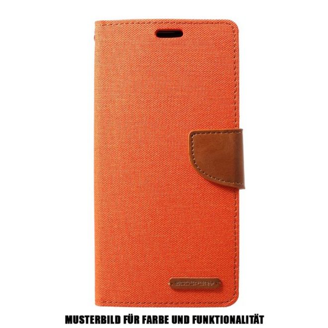 Goospery - Samsung Galaxy S20 Hülle - Leder/Stoff Case - Canvas Diary Series - orange/camel