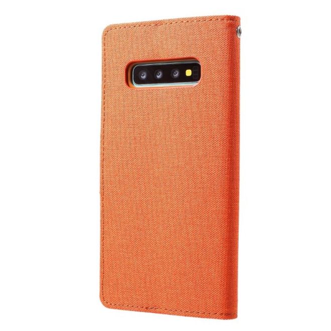 Goospery - Samsung Galaxy S20 Hülle - Leder/Stoff Case - Canvas Diary Series - orange/camel