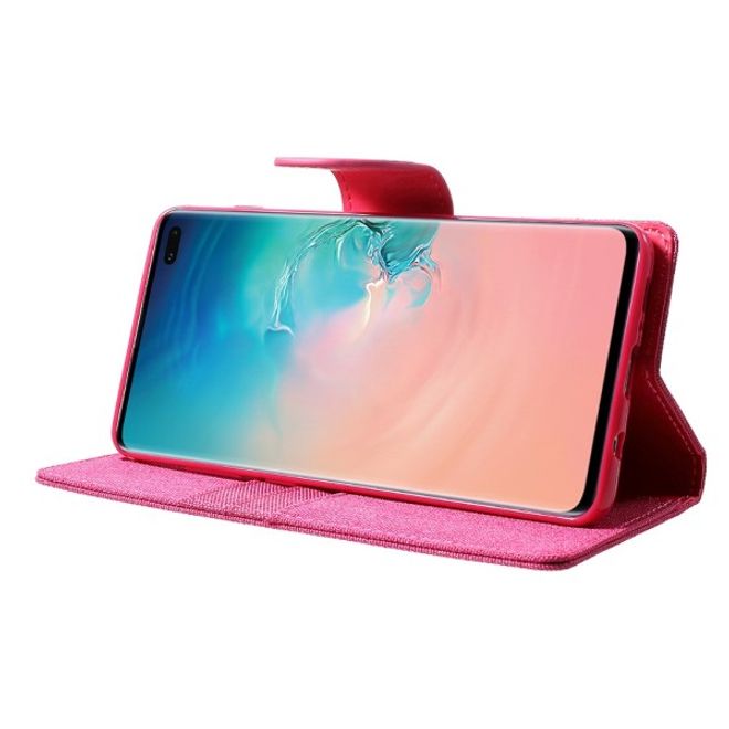 Goospery - Samsung Galaxy S20 Hülle - Leder/Stoff Case - Canvas Diary Series - pink