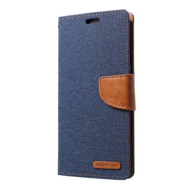 Goospery - Samsung Galaxy S20 Ultra Hülle - Leder/Stoff Case - Canvas Diary Series - navy/camel