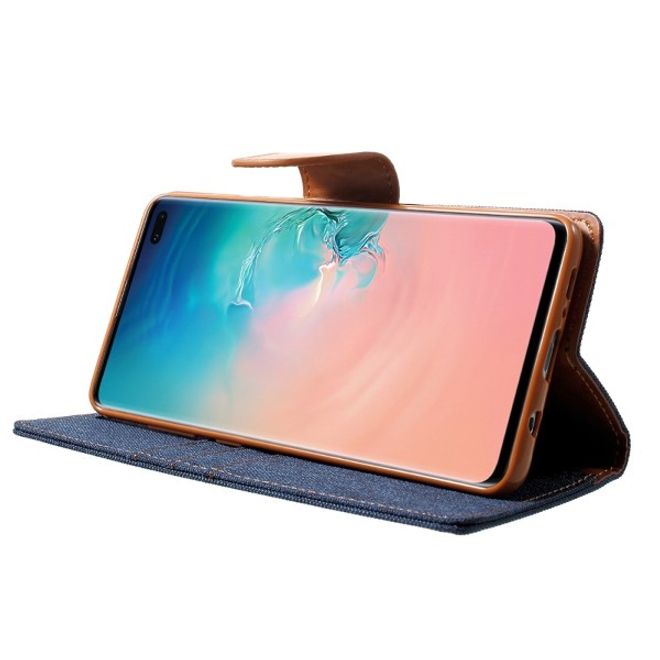 Goospery - Samsung Galaxy S20 Ultra Hülle - Leder/Stoff Case - Canvas Diary Series - navy/camel