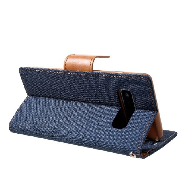 Goospery - Samsung Galaxy S20 Ultra Hülle - Leder/Stoff Case - Canvas Diary Series - navy/camel