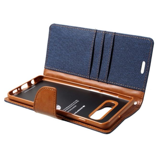 Goospery - Samsung Galaxy S20 Ultra Hülle - Leder/Stoff Case - Canvas Diary Series - navy/camel