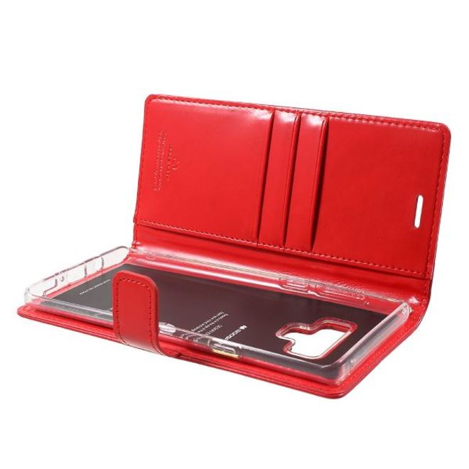 Goospery - Samsung Galaxy A90 5G Hülle - Leder Bookcover - Bluemoon Diary Series - rot