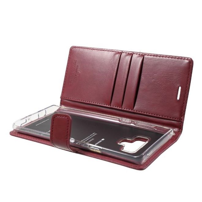 Goospery - Samsung Galaxy S20 Ultra Hülle - Leder Bookcover - Bluemoon Diary Series - weinrot