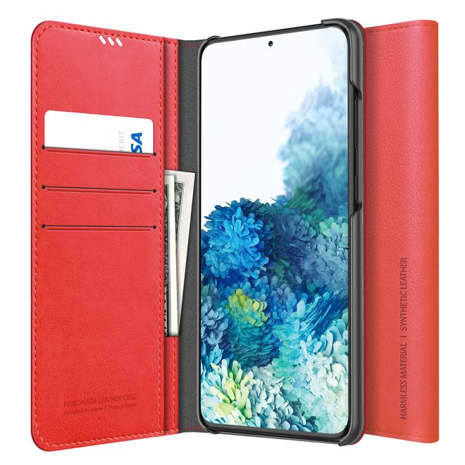 Araree - Samsung Galaxy S20 Ultra Hülle - Case aus Kunstleder - Mustang Diary Series - rot