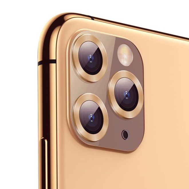Baseus - iPhone 11 Pro / 11 Pro Max Kameraschutz - 3 Ultradünne Schutzfilme & Ringe - gold