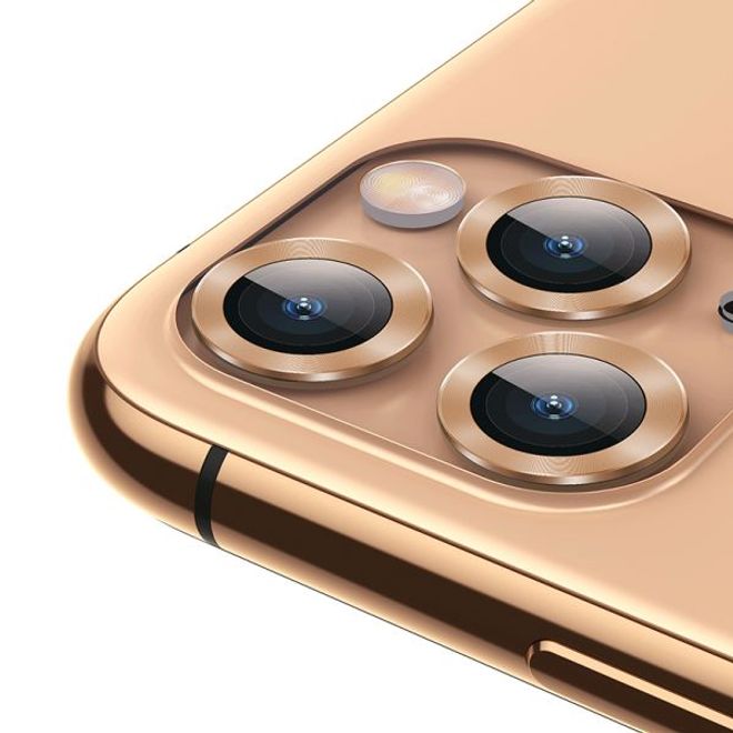 Baseus - iPhone 11 Pro / 11 Pro Max Kameraschutz - 3 Ultradünne Schutzfilme & Ringe - gold