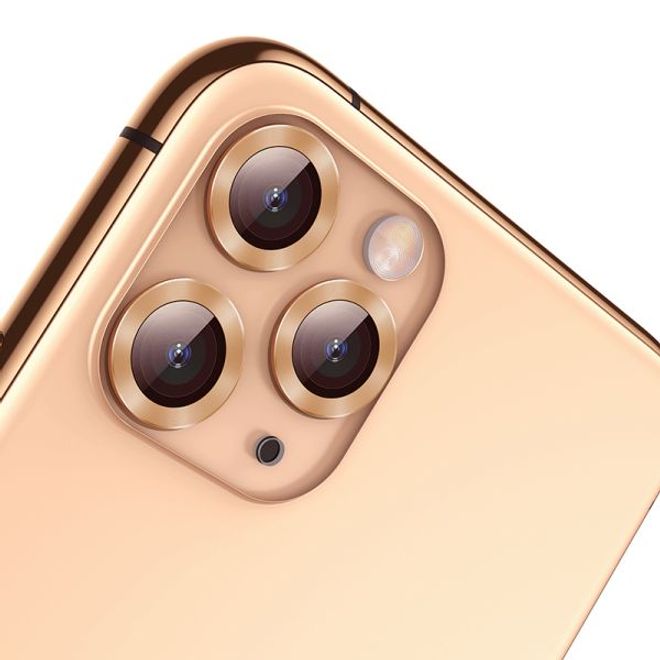 Baseus - iPhone 11 Pro / 11 Pro Max Kameraschutz - 3 Ultradünne Schutzfilme & Ringe - gold