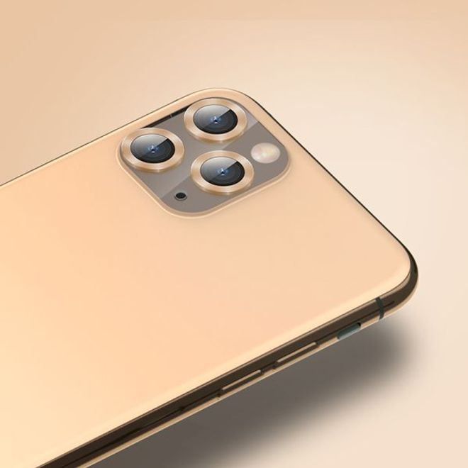 Baseus - iPhone 11 Pro / 11 Pro Max Kameraschutz - 3 Ultradünne Schutzfilme & Ringe - gold