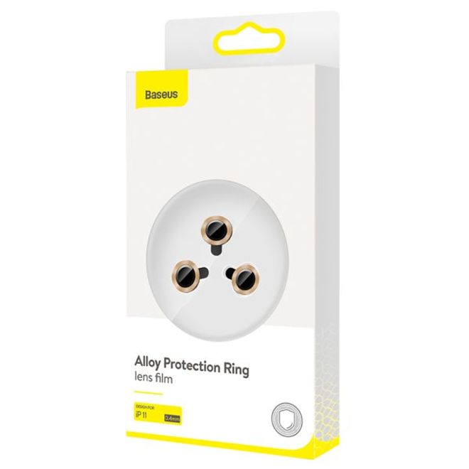 Baseus - iPhone 11 Pro / 11 Pro Max Kameraschutz - 3 Ultradünne Schutzfilme & Ringe - gold
