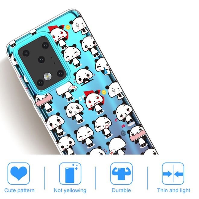 Samsung Galaxy S20 Ultra Handyhülle - Softcase Image Plastik Series - Panda Emojis