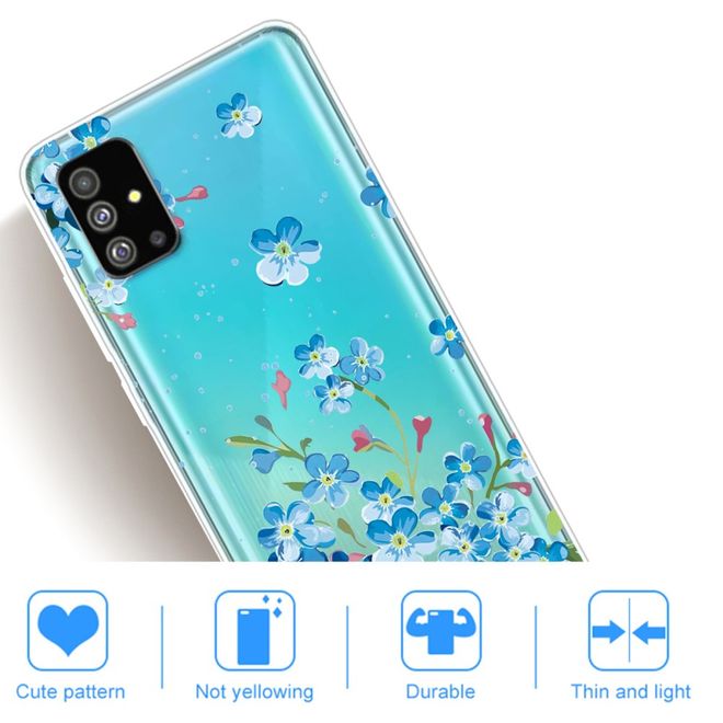 Samsung Galaxy S20+ Handyhülle - Softcase Image Plastik Series - blauweisse Blumen