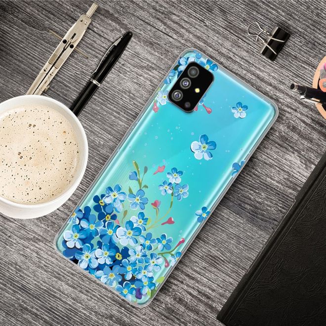 Samsung Galaxy S20+ Handyhülle - Softcase Image Plastik Series - blauweisse Blumen