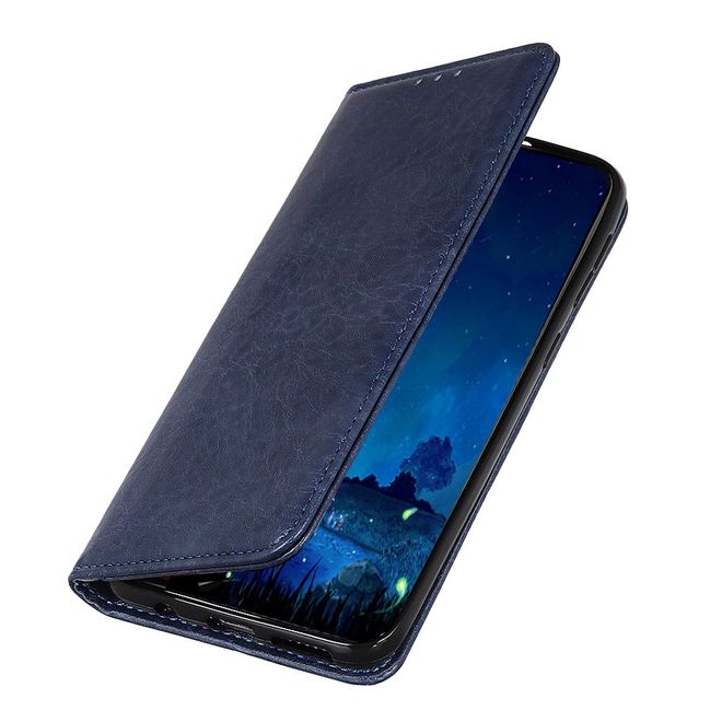 Huawei Honor V30 Handy Hülle - Litchi V Leder Bookcover Series - blau