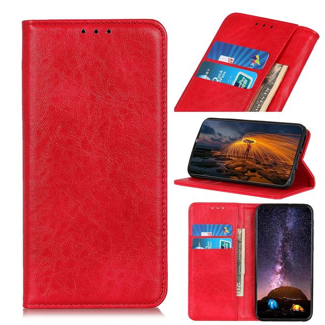 Huawei Honor V30 Pro Handy Hülle - Litchi V Leder Bookcover Series - rot