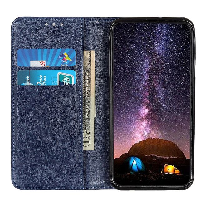 Huawei Honor V30 Pro Handy Hülle - Litchi V Leder Bookcover Series - blau