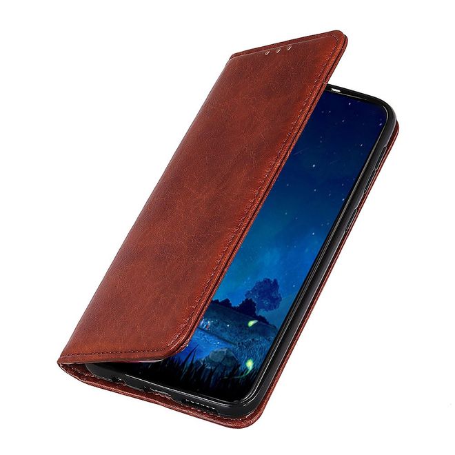 Huawei Honor V30 Pro Handy Hülle - Litchi V Leder Bookcover Series - braun