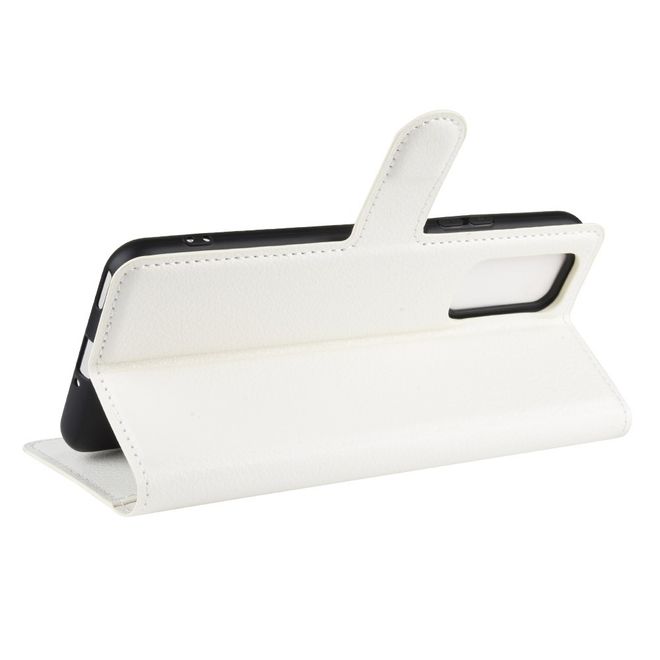 Huawei Honor V30 / V30 Pro Handy Hülle - Litchi Leder Bookcover Series - weiss