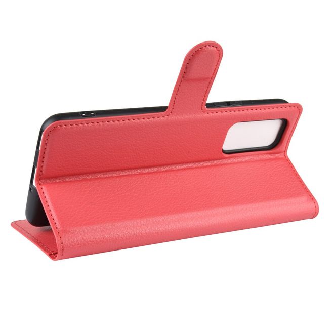Huawei Honor V30 / V30 Pro Handy Hülle - Litchi Leder Bookcover Series - rot