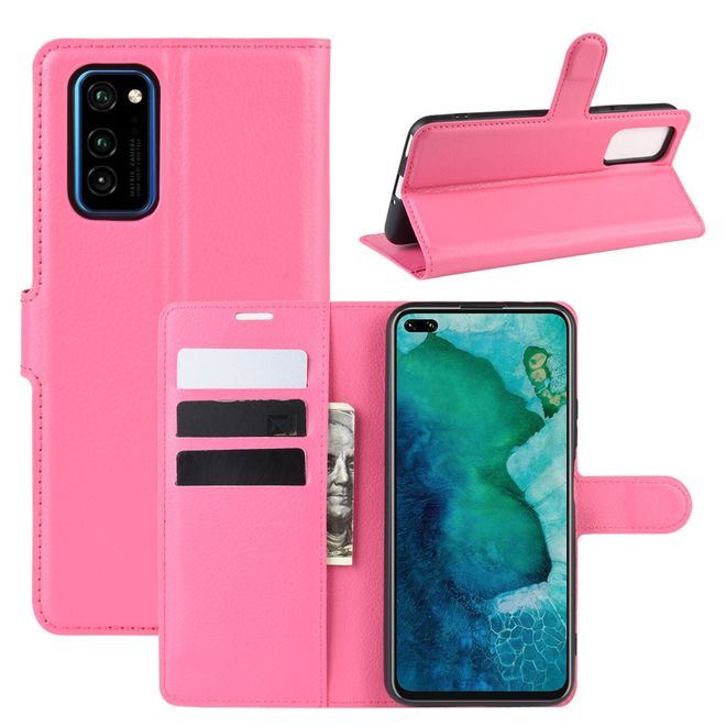 Huawei Honor V30 / V30 Pro Handy Hülle - Litchi Leder Bookcover Series - pink