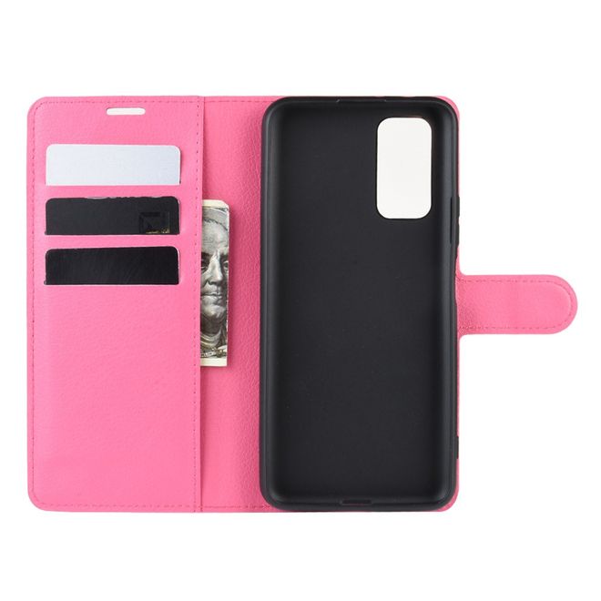 Huawei Honor V30 / V30 Pro Handy Hülle - Litchi Leder Bookcover Series - pink