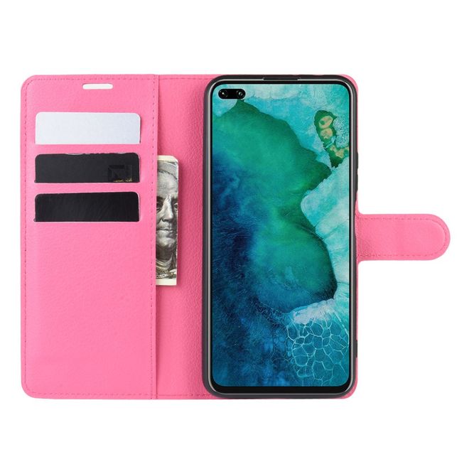 Huawei Honor V30 / V30 Pro Handy Hülle - Litchi Leder Bookcover Series - pink