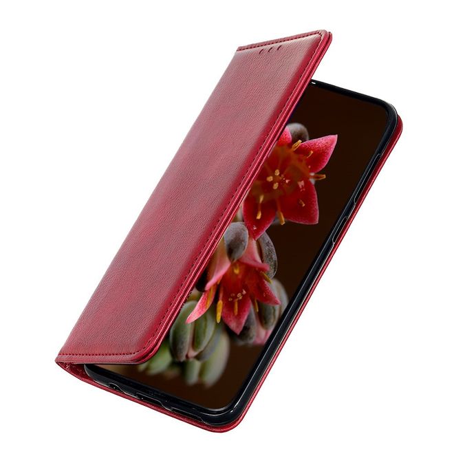 Huawei P40 Handy Hülle - Litchi V Leder Bookcover Series - rot