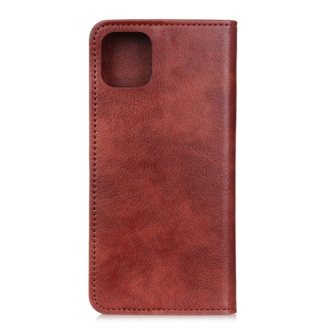 Huawei P40 Handy Hülle - Litchi V Leder Bookcover Series - braun