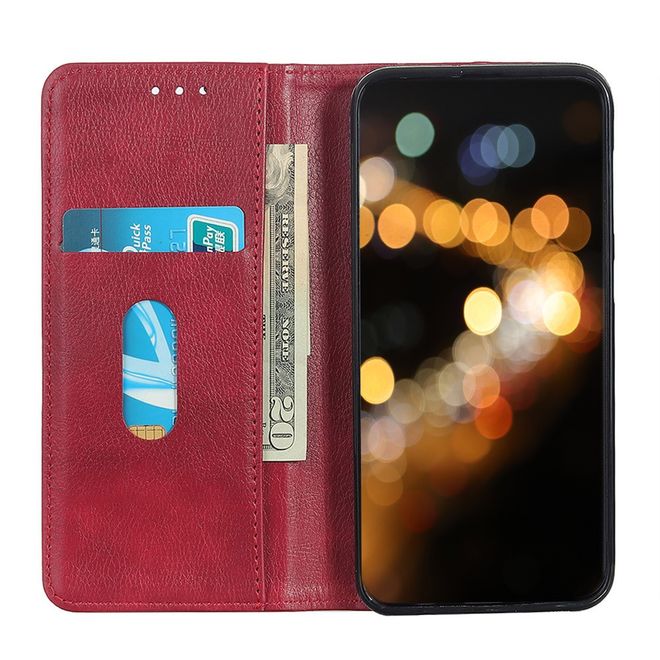 Huawei P40 Pro Handy Hülle - Litchi V Leder Bookcover Series - rot