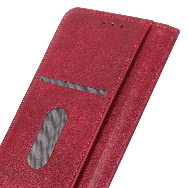 Huawei P40 Pro Handy Hülle - Litchi V Leder Bookcover Series - rot
