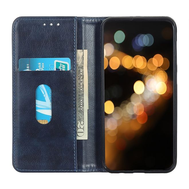 Huawei P40 Pro Handy Hülle - Litchi V Leder Bookcover Series - blau