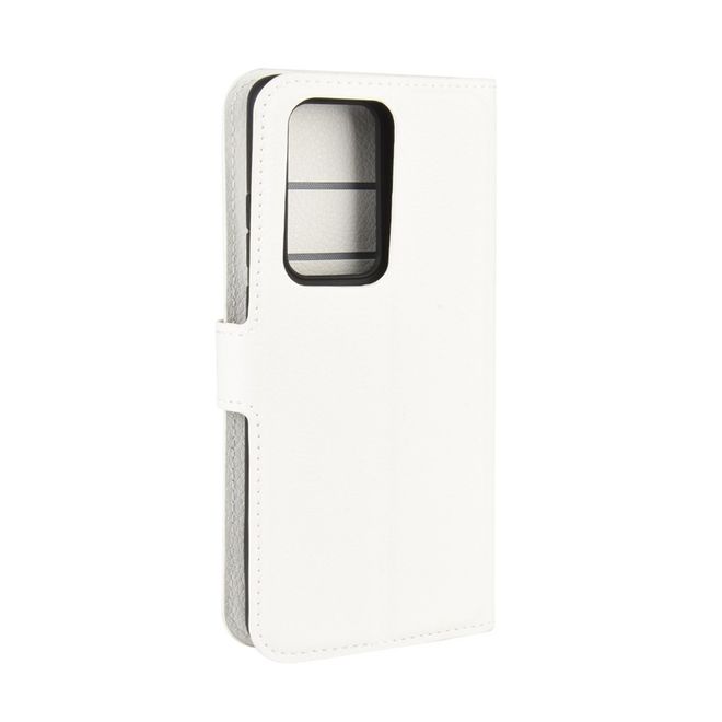 Huawei P40 Pro Handy Hülle - Litchi Leder Bookcover Series - weiss