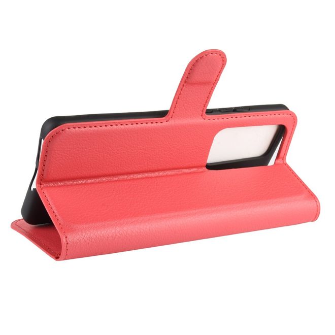 Huawei P40 Pro Handy Hülle - Litchi Leder Bookcover Series - rot