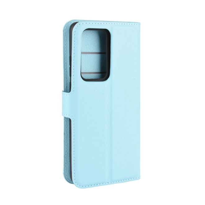 Huawei P40 Pro Handy Hülle - Litchi Leder Bookcover Series - blau