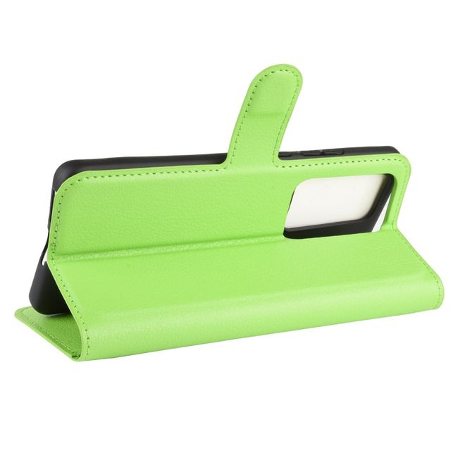 Huawei P40 Pro Handy Hülle - Litchi Leder Bookcover Series - grün