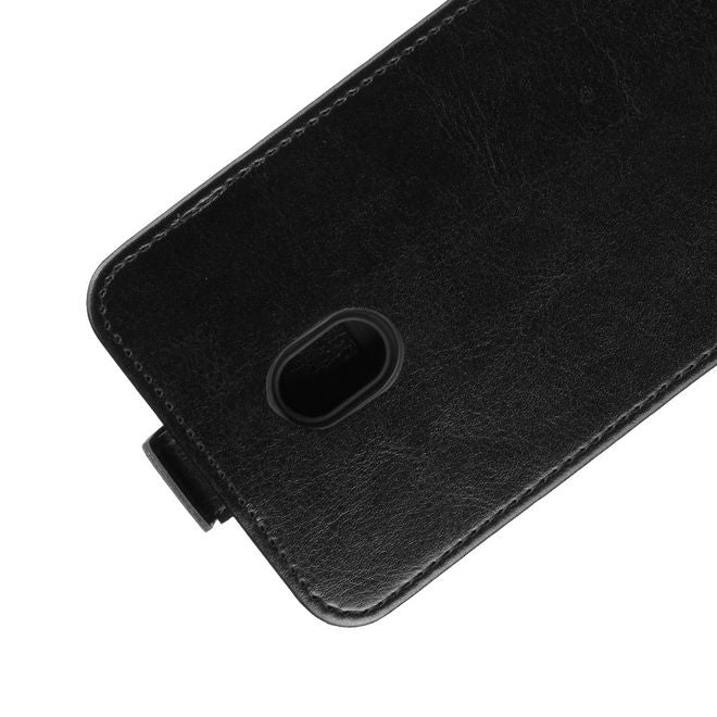 Xiaomi Redmi 8A Handyhülle - Crazy Horse Leder Flipcase - vertikal - schwarz