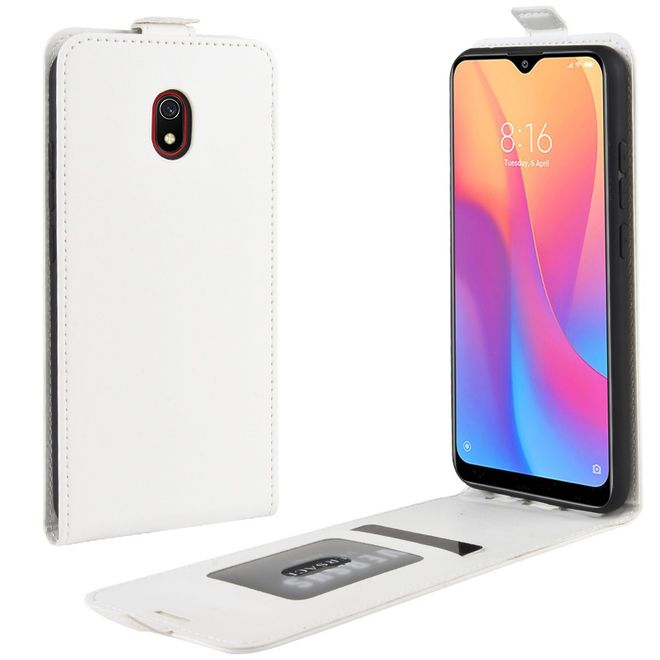 Xiaomi Redmi 8A Handyhülle - Crazy Horse Leder Flipcase - vertikal - weiss