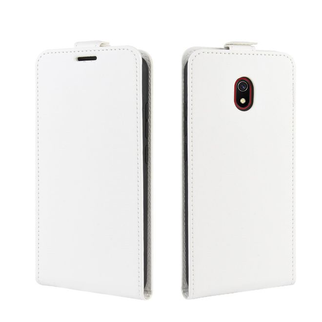 Xiaomi Redmi 8A Handyhülle - Crazy Horse Leder Flipcase - vertikal - weiss