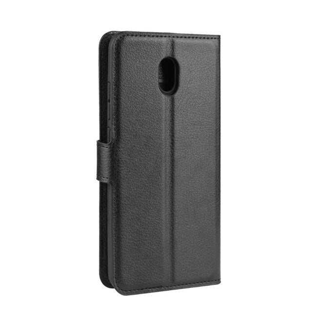 Xiaomi Redmi 8A Handy Hülle - Litchi Leder Bookcover Series - schwarz