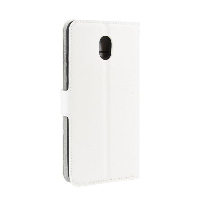Xiaomi Redmi 8A Handy Hülle - Litchi Leder Bookcover Series - weiss