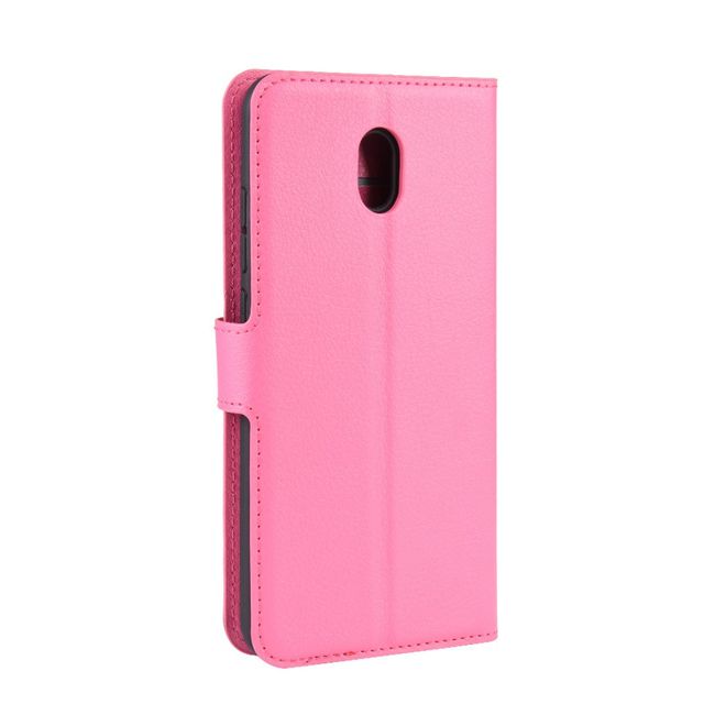 Xiaomi Redmi 8A Handy Hülle - Litchi Leder Bookcover Series - pink