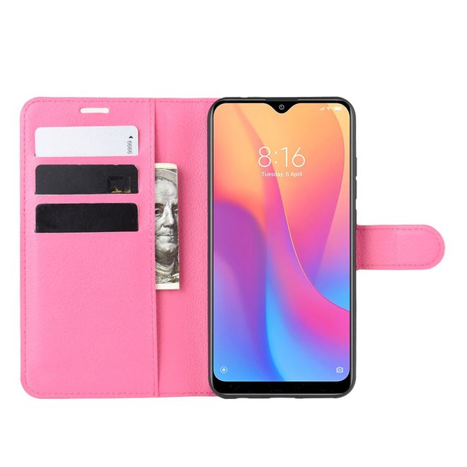 Xiaomi Redmi 8A Handy Hülle - Litchi Leder Bookcover Series - pink