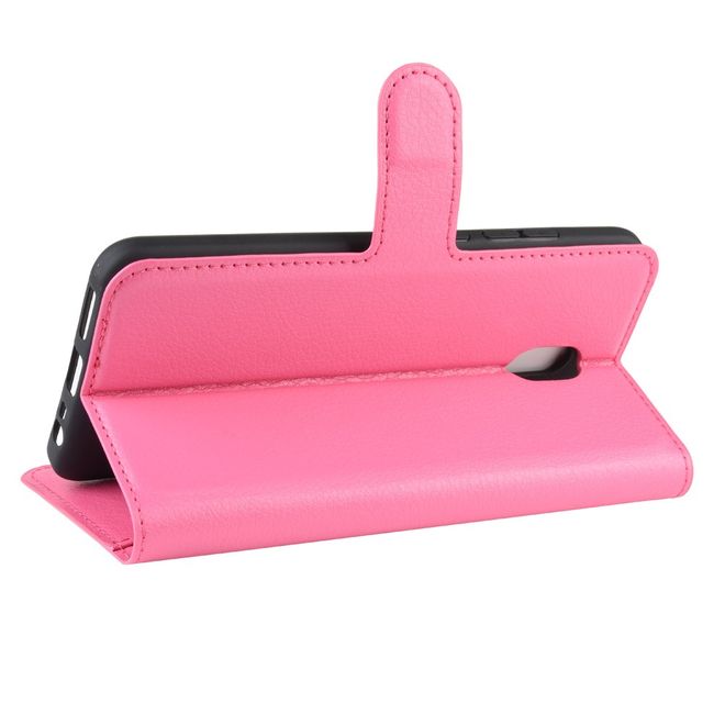 Xiaomi Redmi 8A Handy Hülle - Litchi Leder Bookcover Series - pink