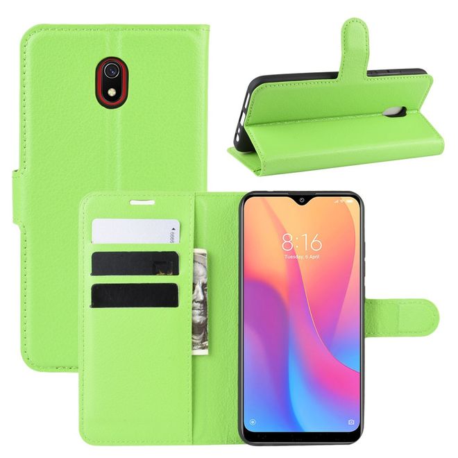 Xiaomi Redmi 8A Handy Hülle - Litchi Leder Bookcover Series - grün